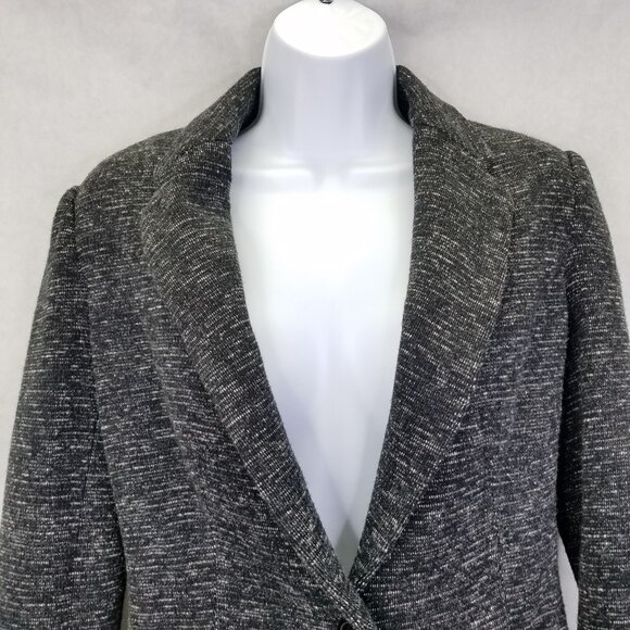 Cartonnier Anthropologie Blazer Sz S Black Gray White Static Tweed Jacket Lined - Picture 2 of 15